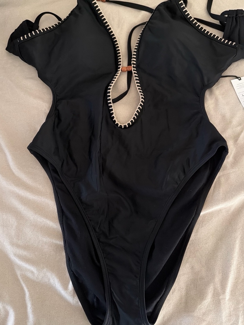 Black One-Piece Swimsuit with Contrast Trim